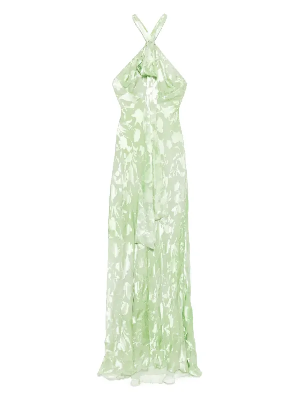 green dress silver jewlery “Nobara” cami dress
