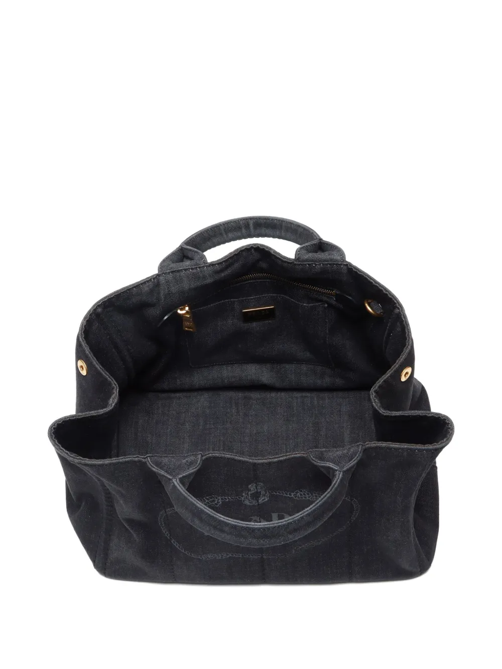 Pre-owned Prada 2000-2020 Medium Canapa Two-way Handbag In Black