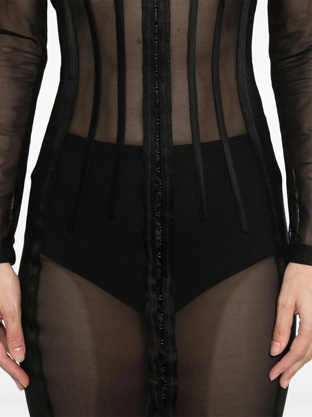 Elisabetta Franchi Tulle Midi Dress In Black