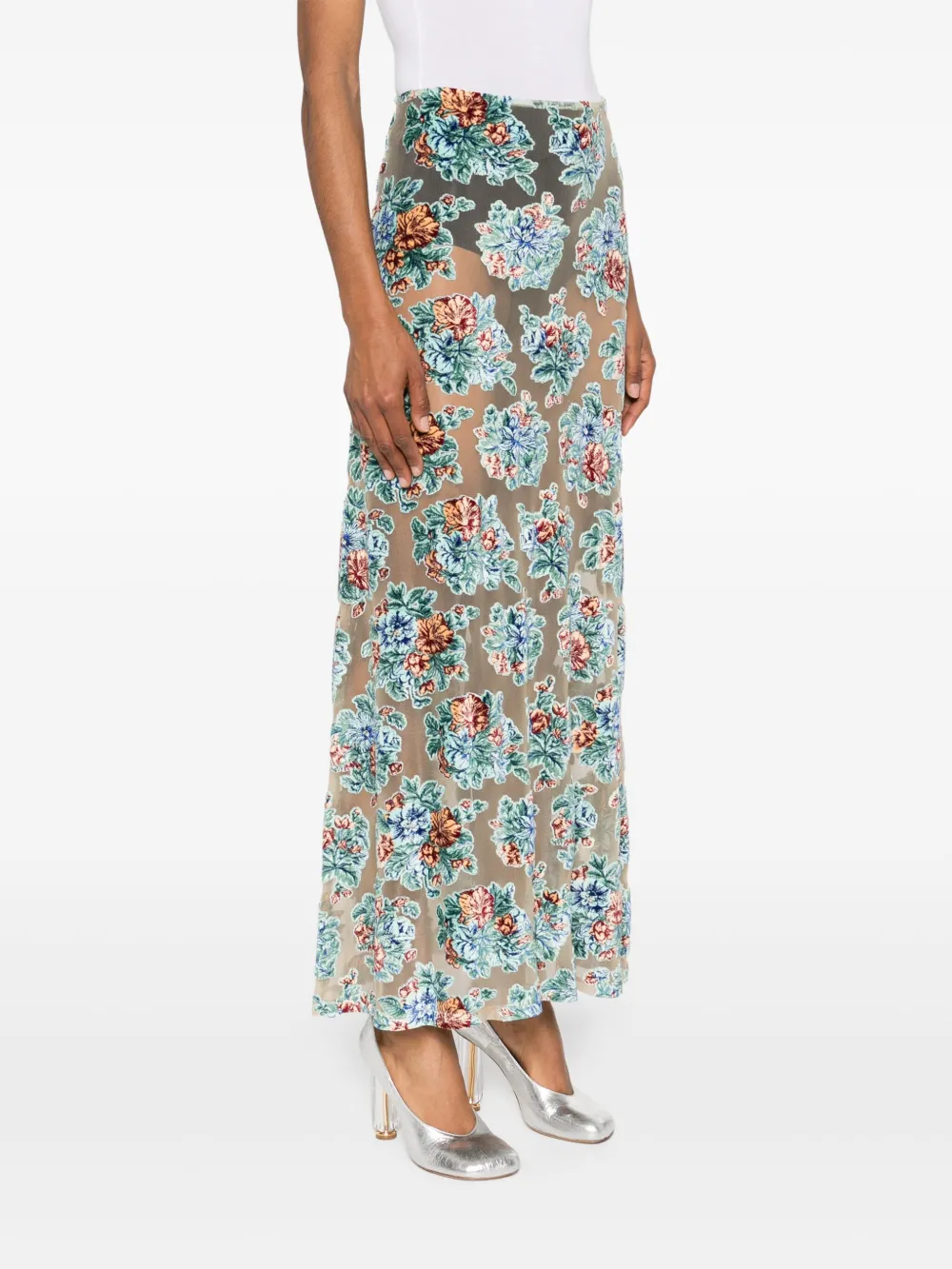 Rabanne Maxi-rok met bloemenprint Groen