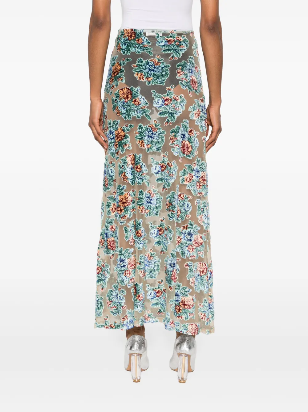 Rabanne Maxi-rok met bloemenprint Groen