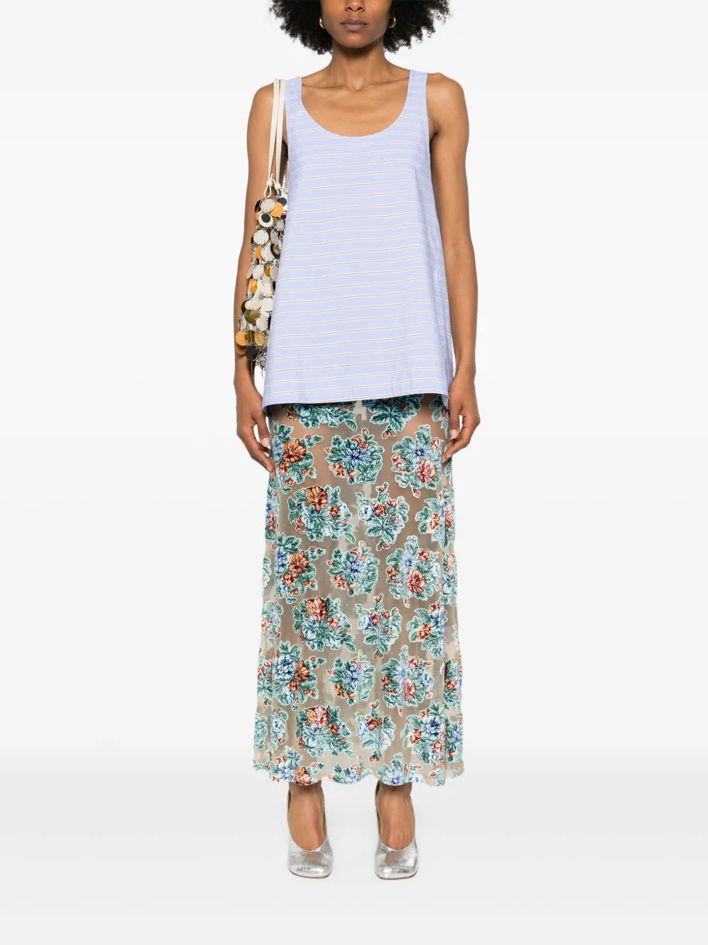Rabanne Maxi-rok met bloemenprint - Groen