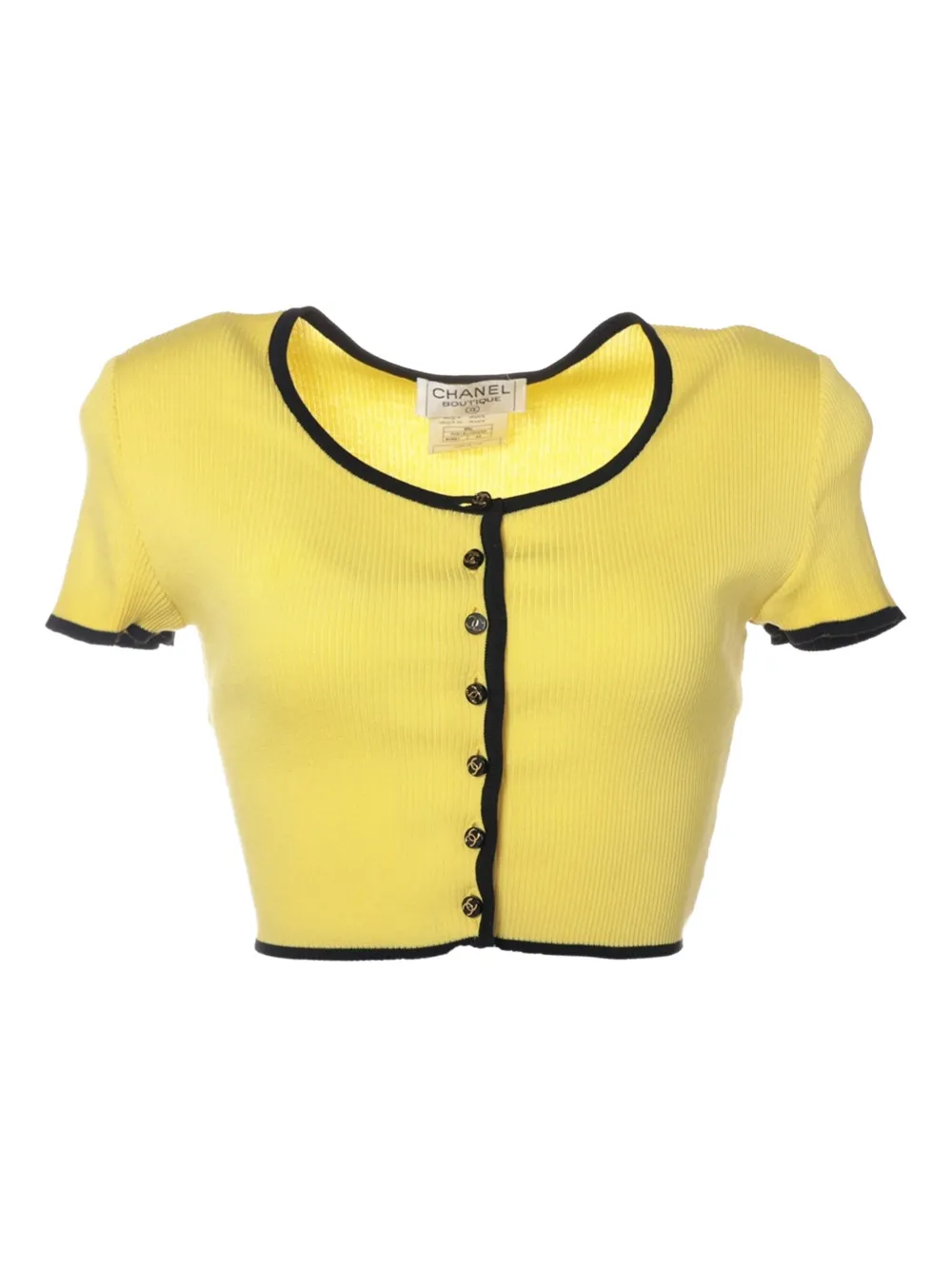 Pre-owned Chanel 1995 Cotton Crop Top In Yellow