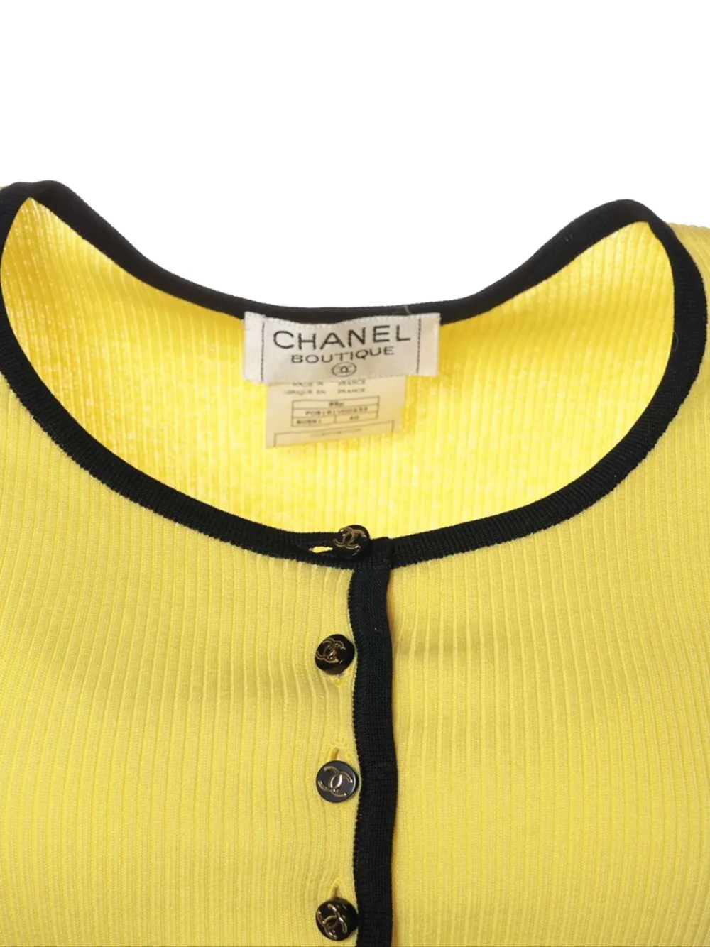 Pre-owned Chanel 1995 Cotton Crop Top In Yellow