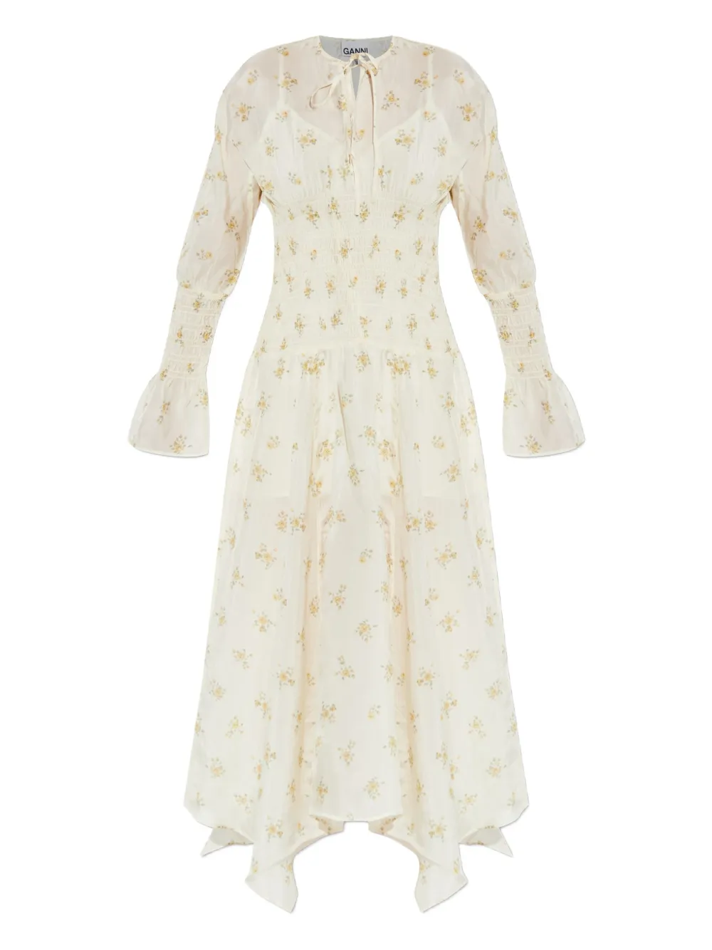 GANNI Maxi-jurk met bloemenprint Wit