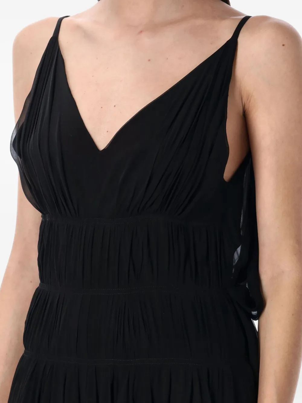 Alberta Ferretti Chiffon gedrapeerde jurk Zwart