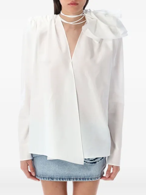 Magda Butrym camisa cruzada con aplique floral