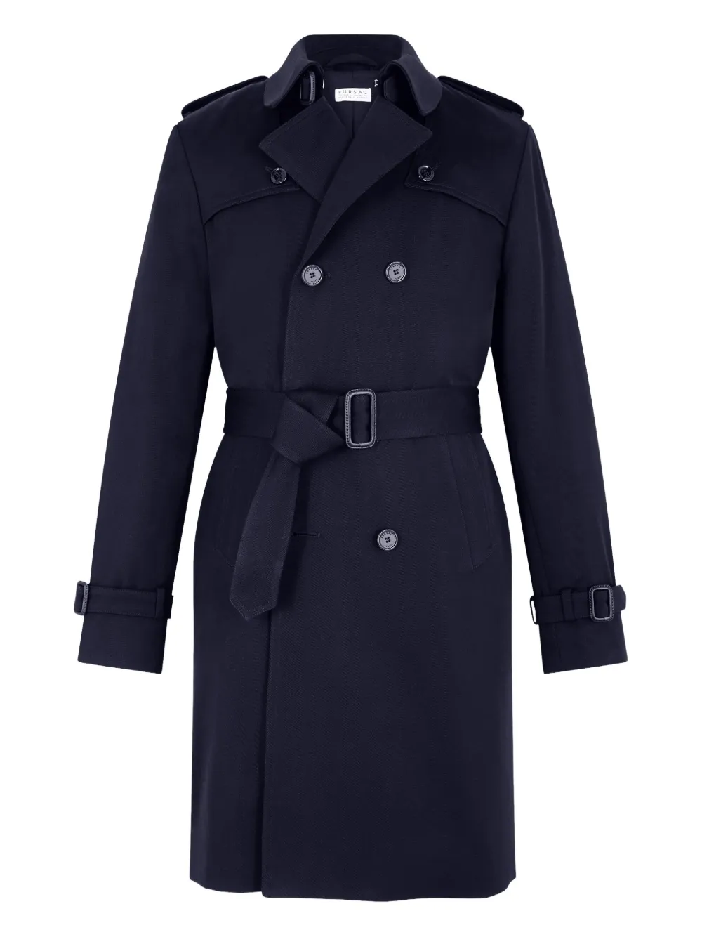 double-breasted belted trench coat