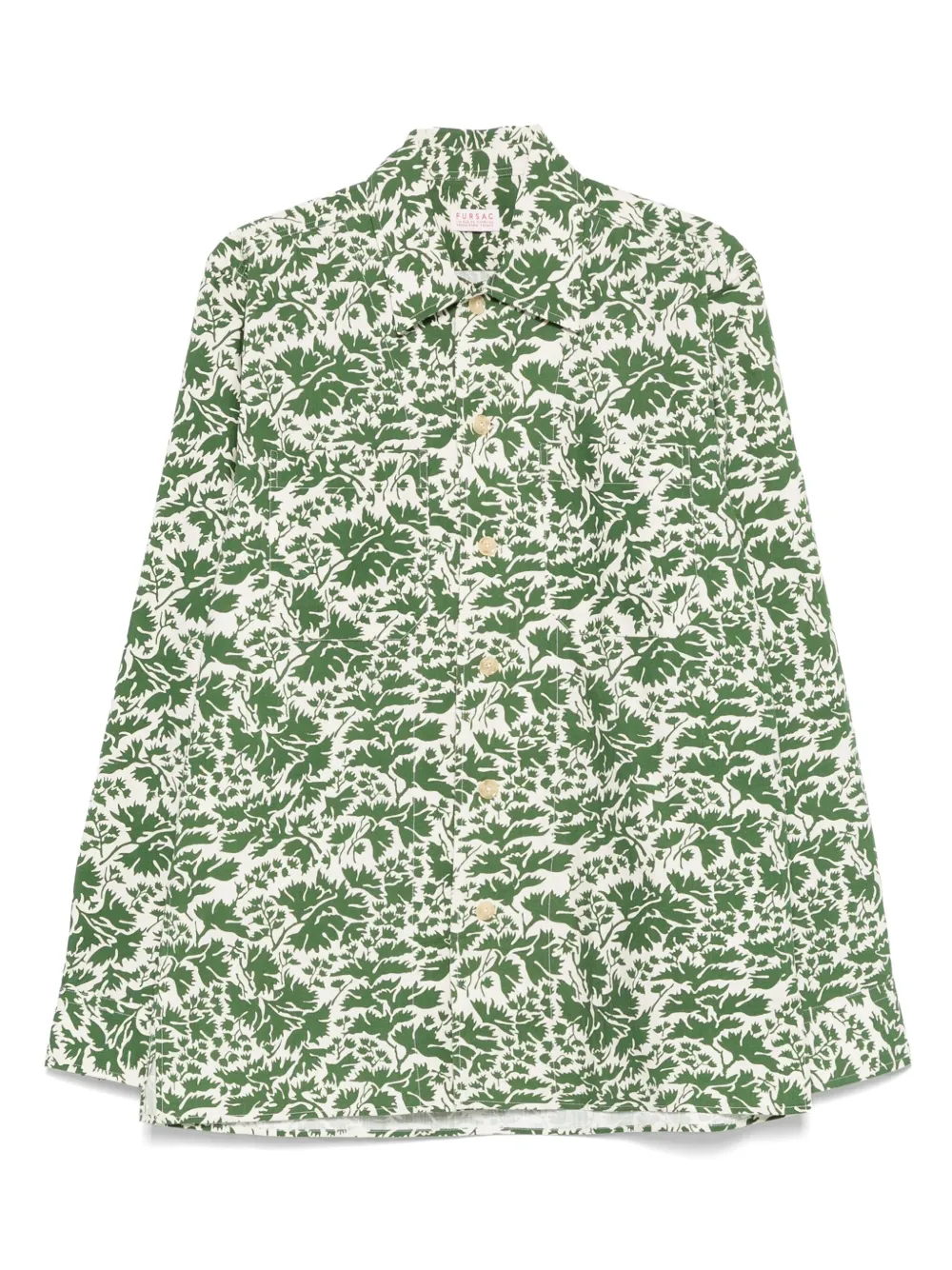 FURSAC Overhemd met bladerprint Groen