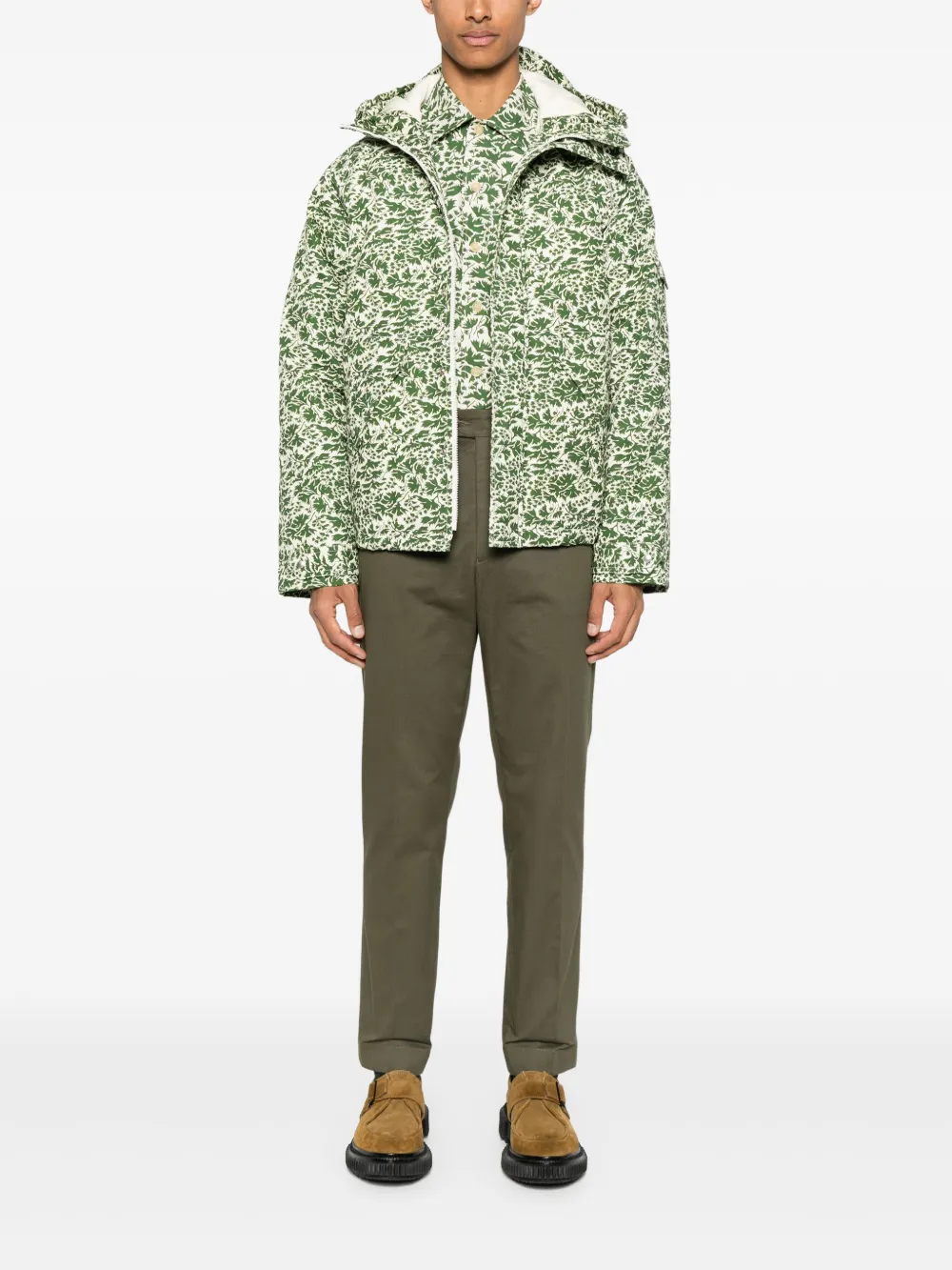 FURSAC Donsjack met bloemenprint Groen