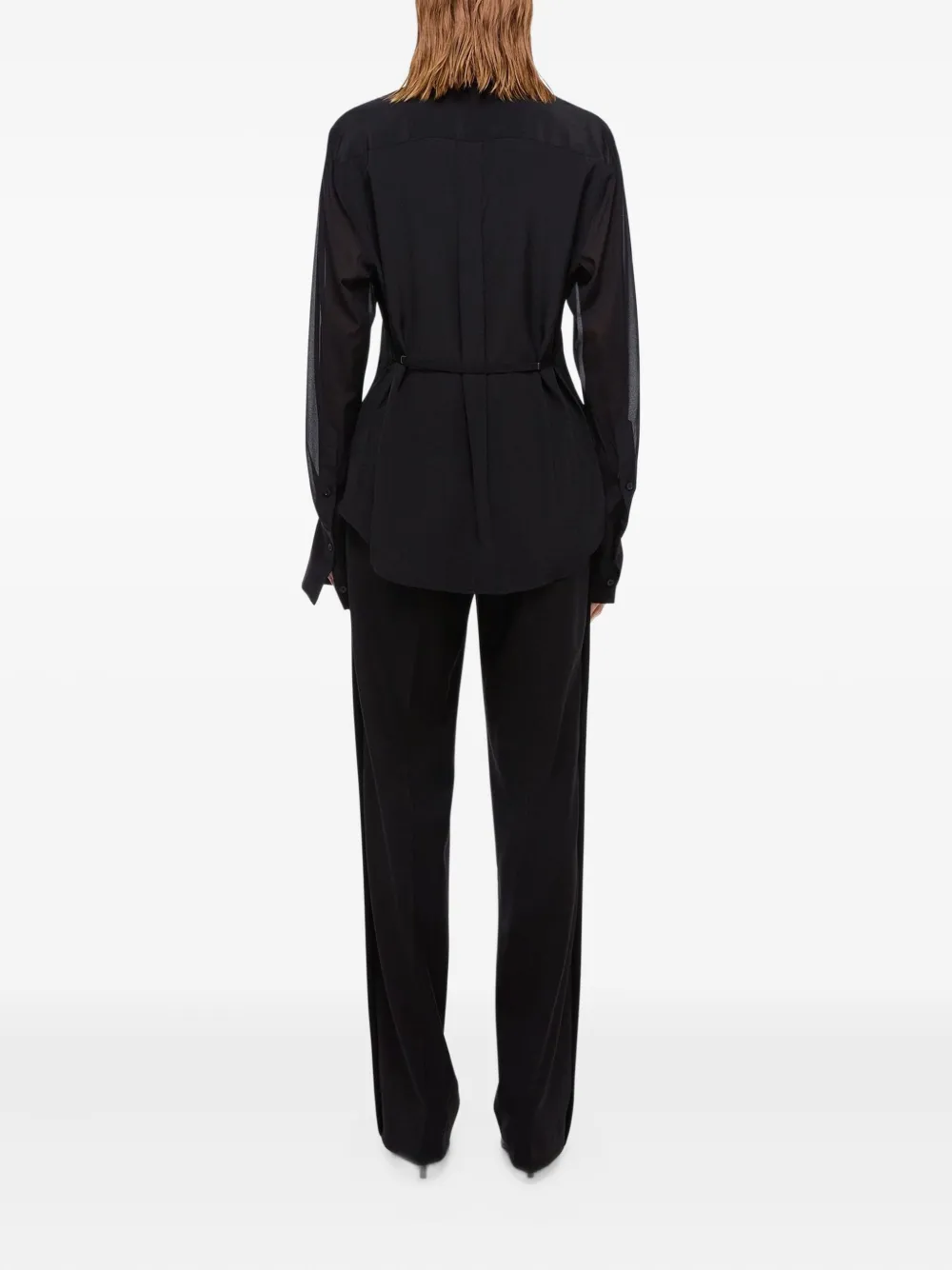 Helmut Lang lace-panel shirt Zwart