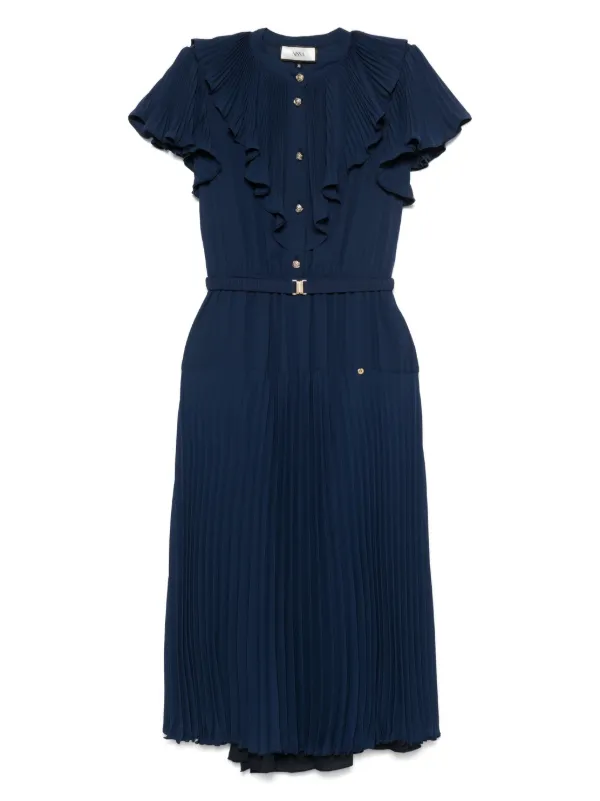 NISSA Pleated Midi Dress | Blue | FARFETCH