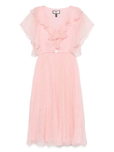 NISSA floral-appliqué midi dress