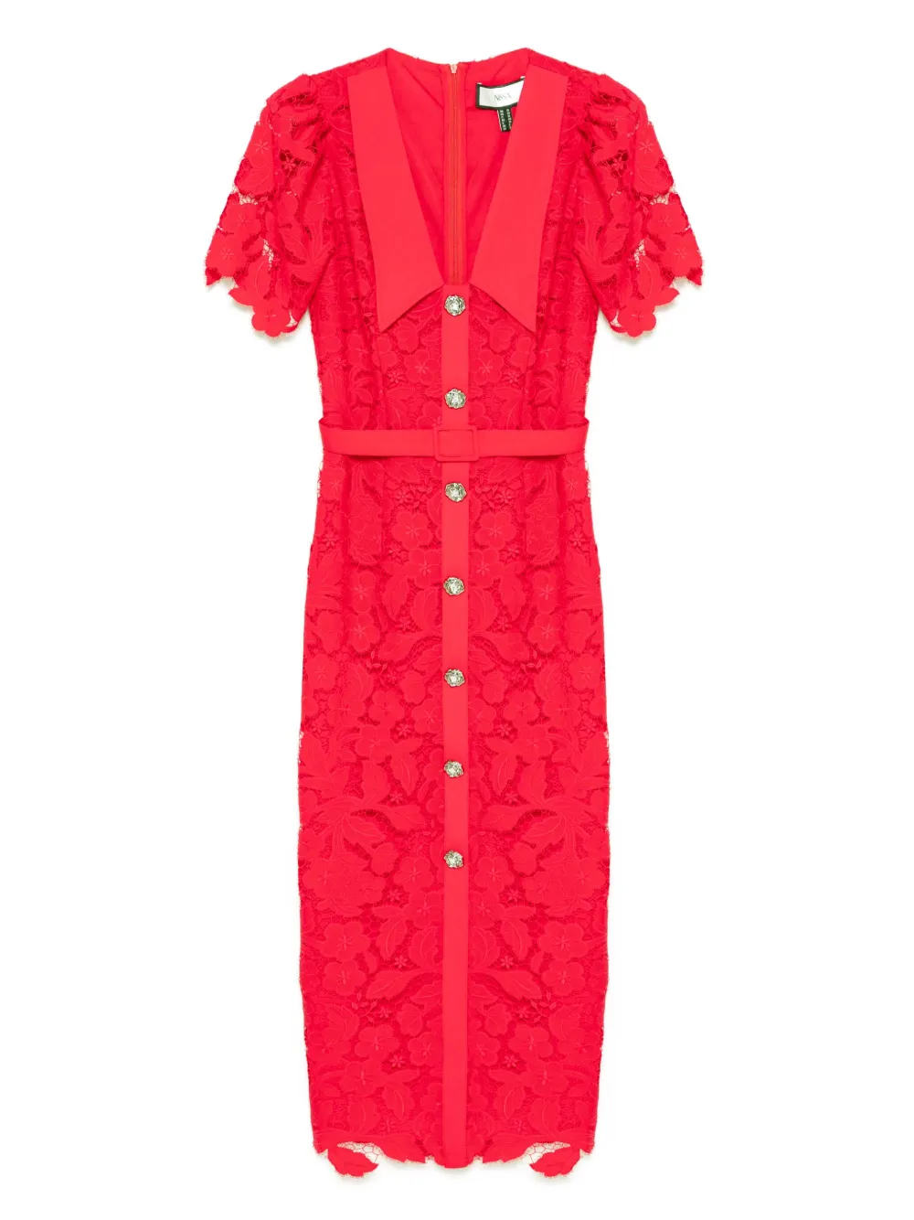 NISSA vestido midi con encaje | rojo | Image 1