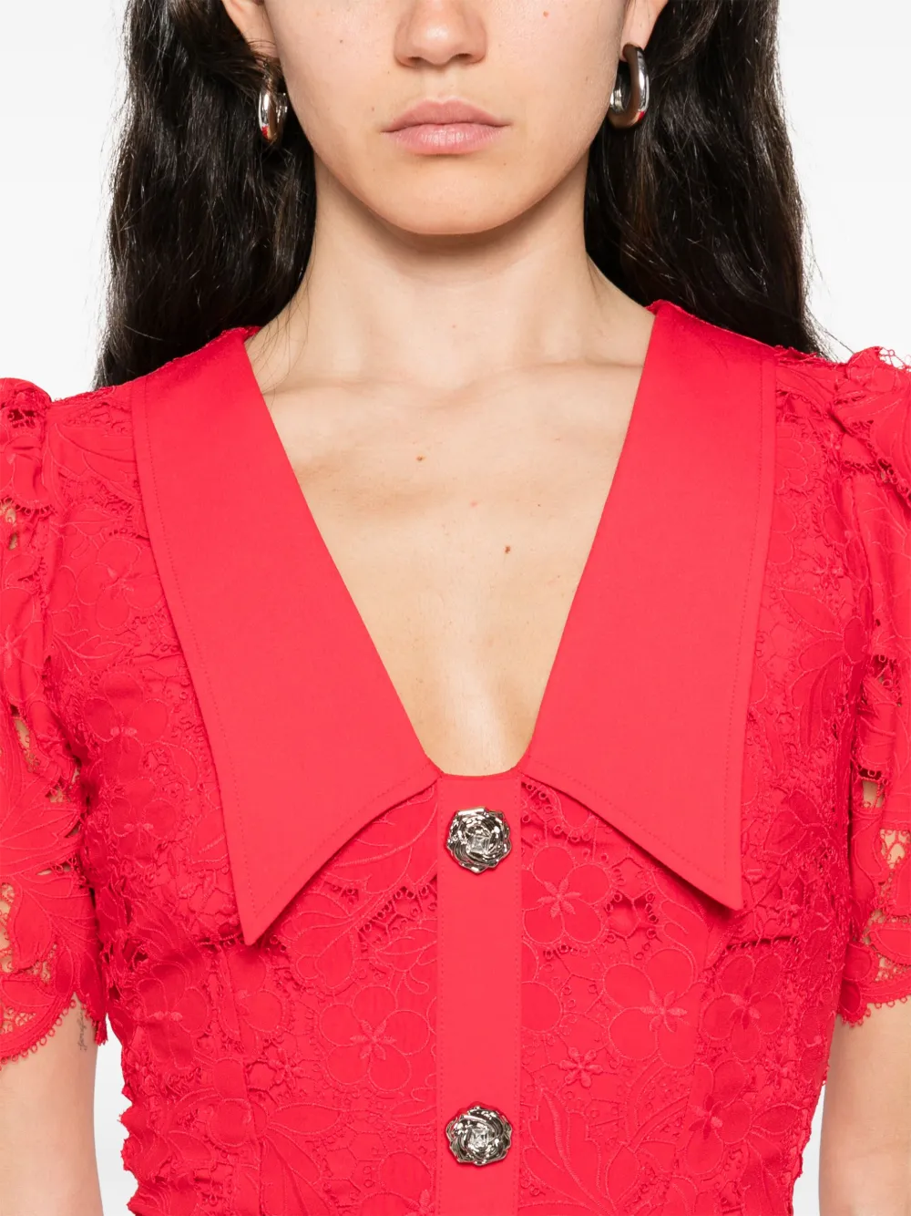 NISSA Midi-jurk met kant Rood