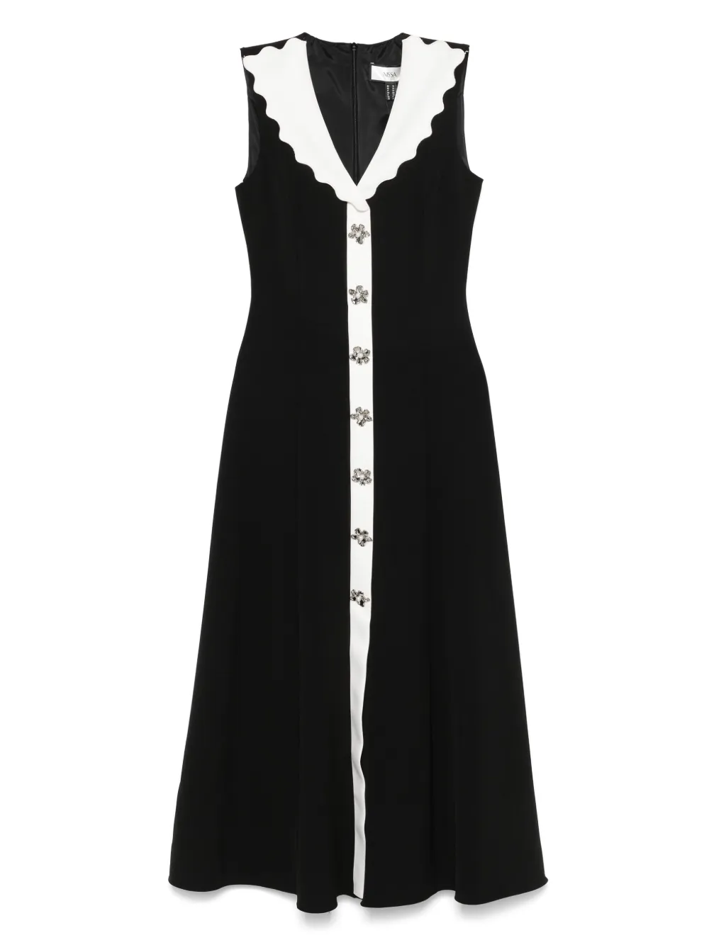 NISSA robe mi-longue à col festonné | noir | Image 1
