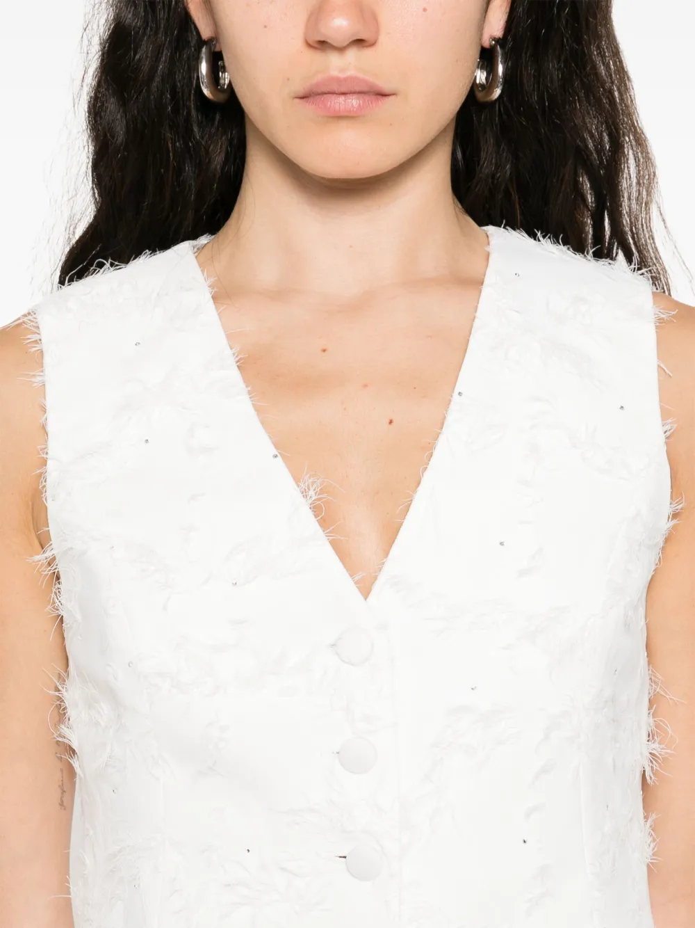 Shop Nissa Fringed Waistcoat In Weiss
