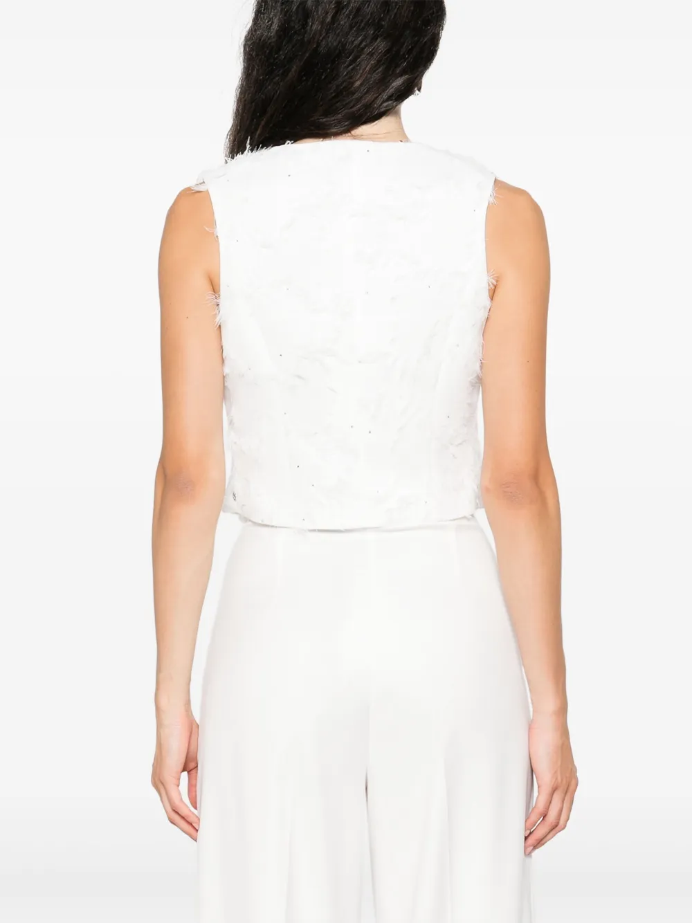 Shop Nissa Fringed Waistcoat In Weiss
