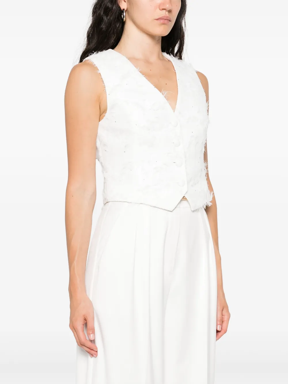 Shop Nissa Fringed Waistcoat In Weiss