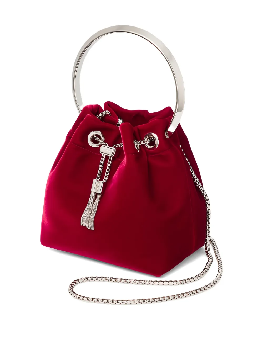 Jimmy Choo Bon Bon Ring-top Bucket Bag In Red