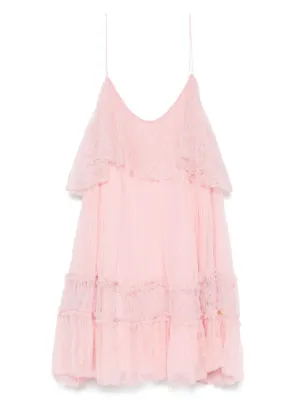 NISSA Lace Mini Dress | Pink | FARFETCH JO