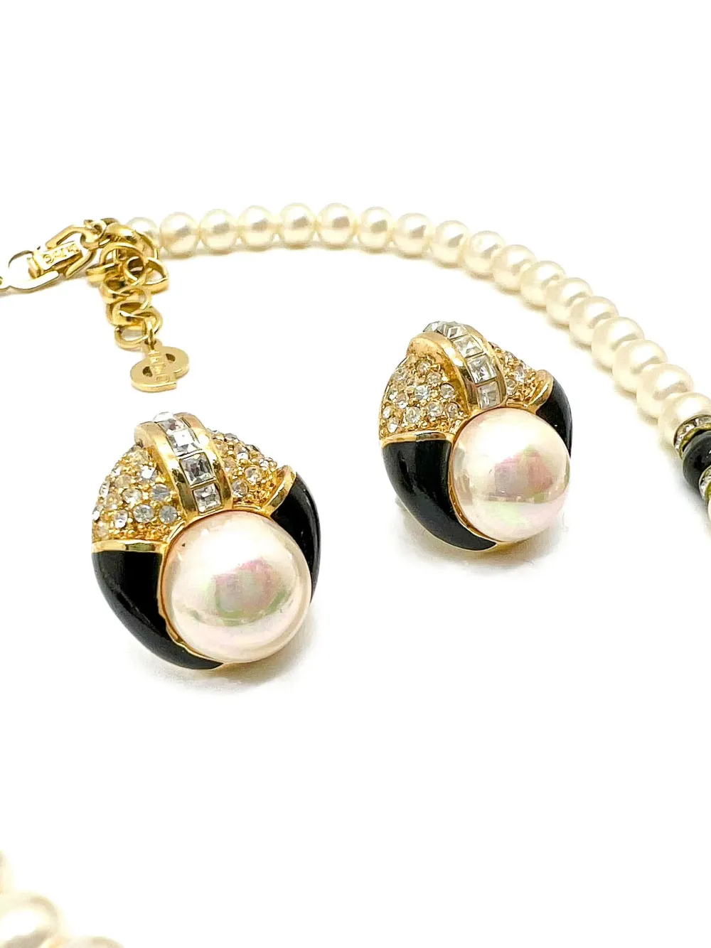1980s Monochrome Necklace & Earrings Set