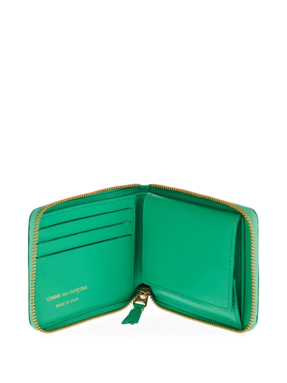 Comme Des Garçons Zip-around Leather Wallet In Green