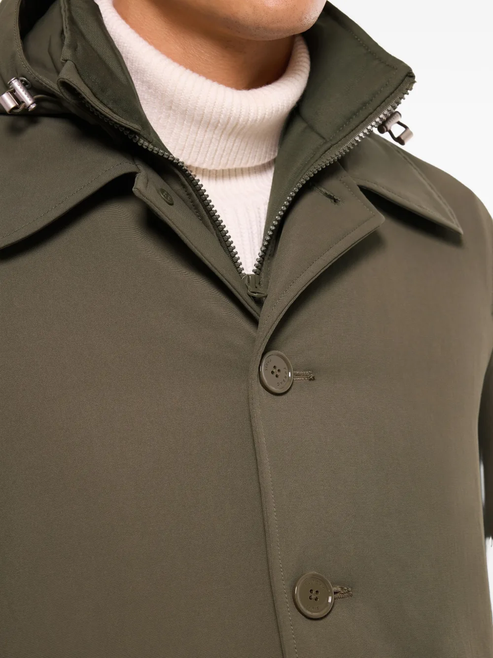 FURSAC Jas met capuchon en knopen Groen