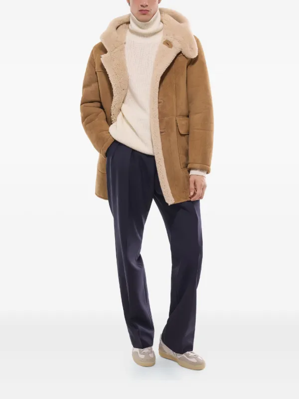 FURSAC Hooded Shearling Coat | Brown | FARFETCH ZA