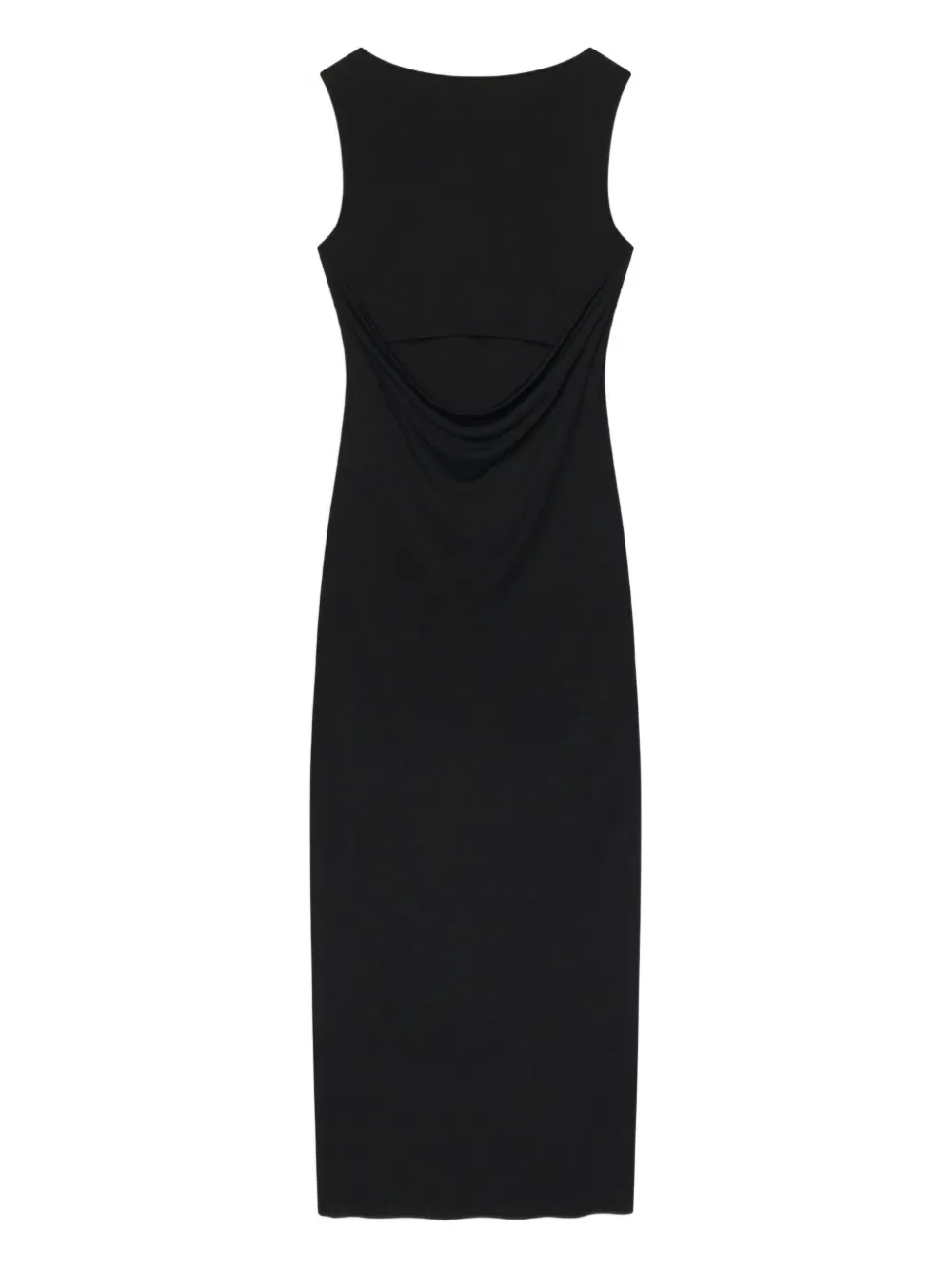 Frame Drape Sleeveless Midi Dress In Black