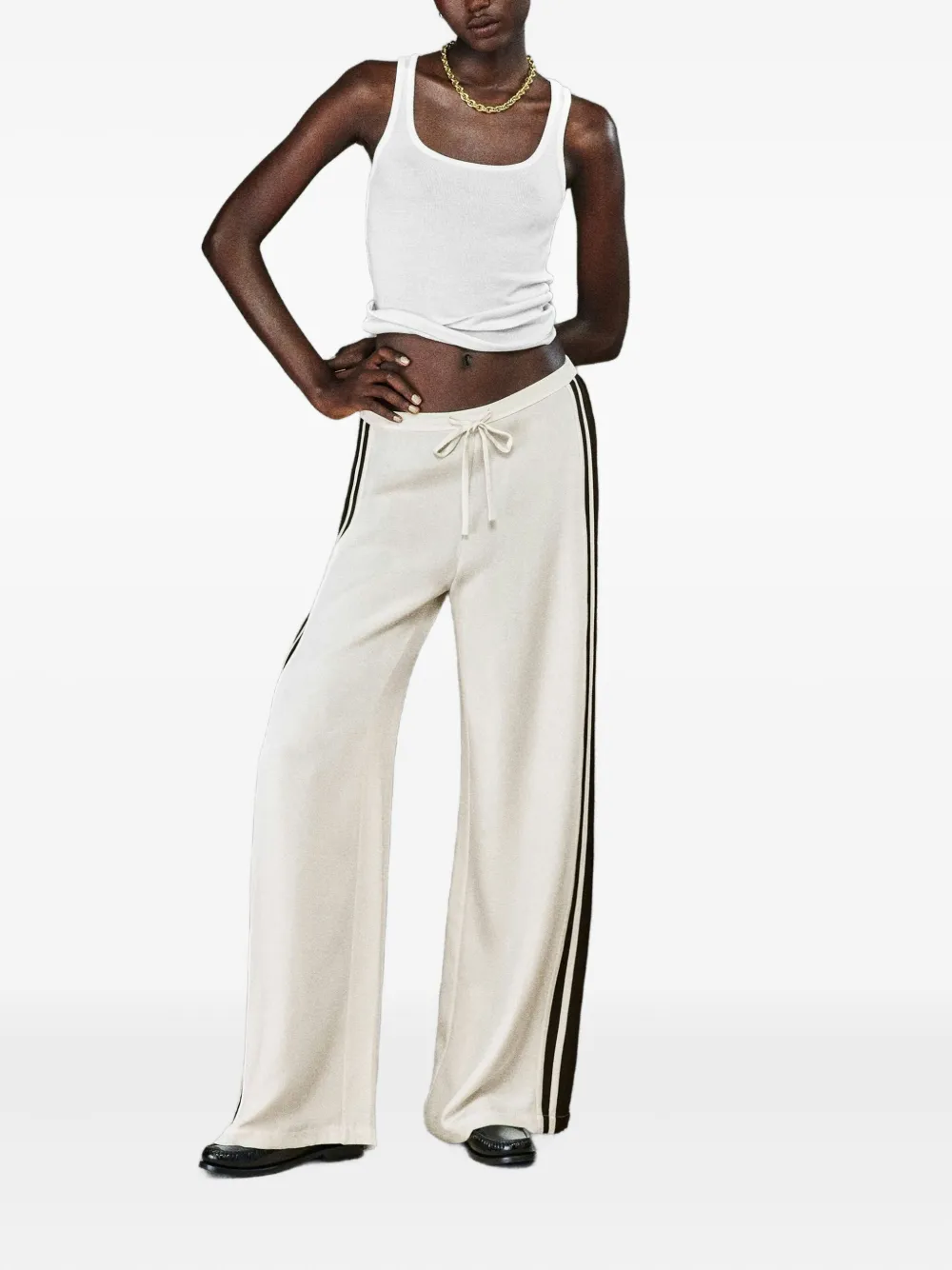 FRAME Zijden broek met zijstreep Beige