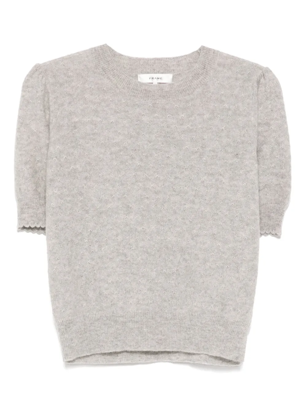 pointelle puff-sleeved top