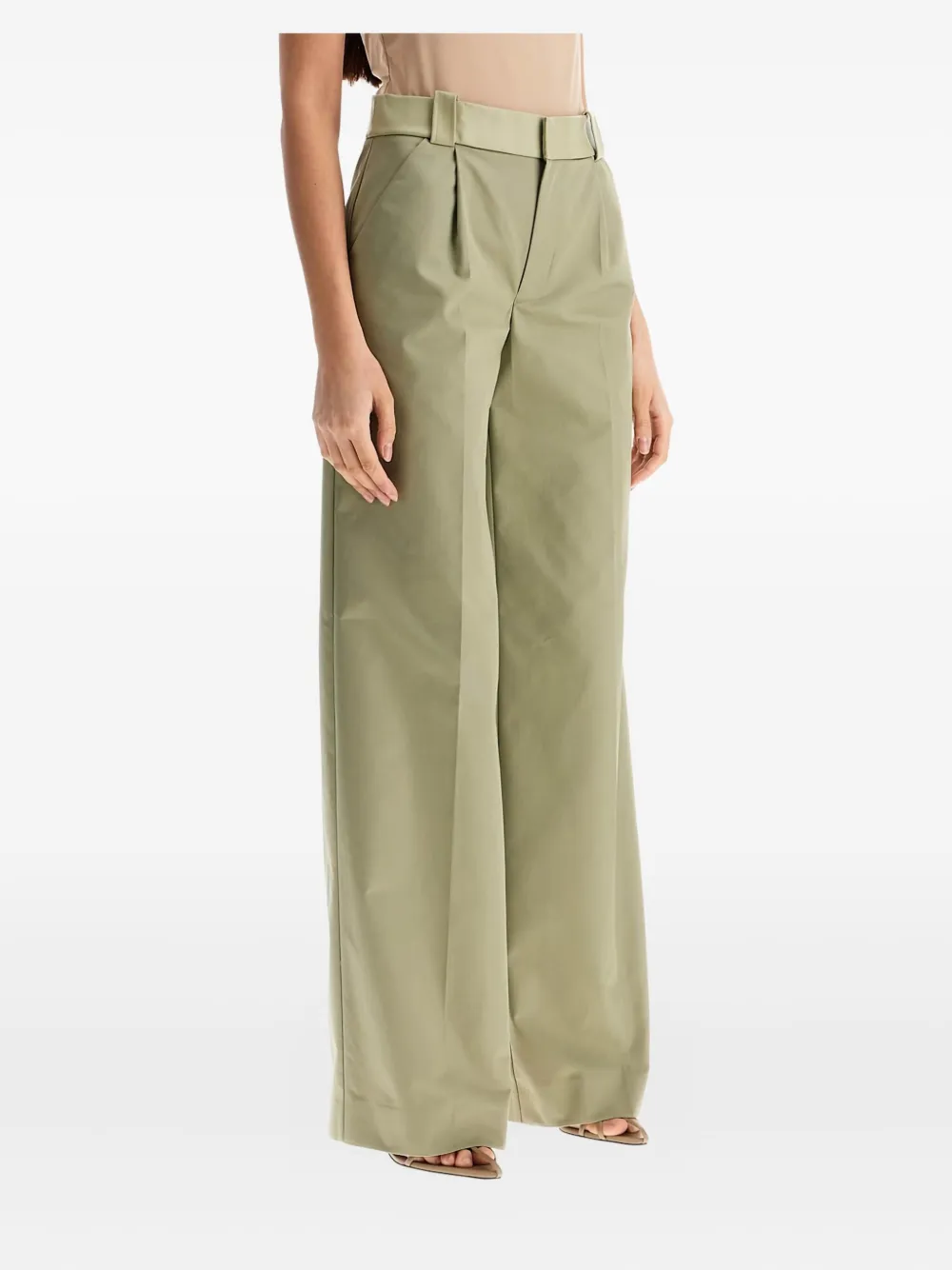 Christopher Esber wide-leg cotton trousers Groen