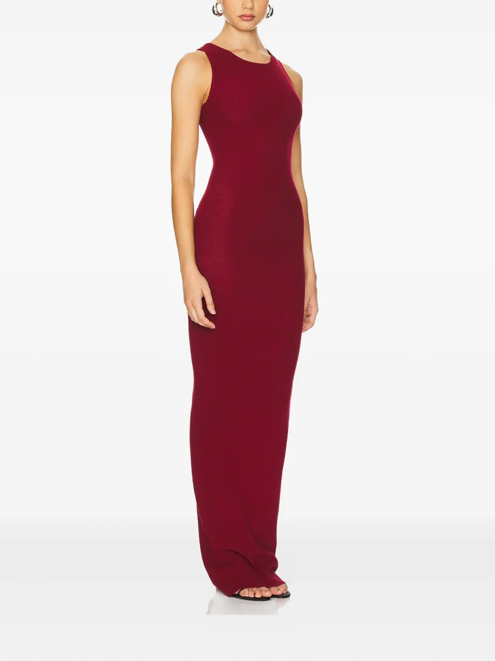 AEXAE Ribgebreide maxi-jurk - Rood