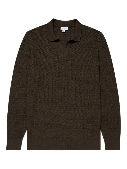 Sunspel textured polo-collar sweater