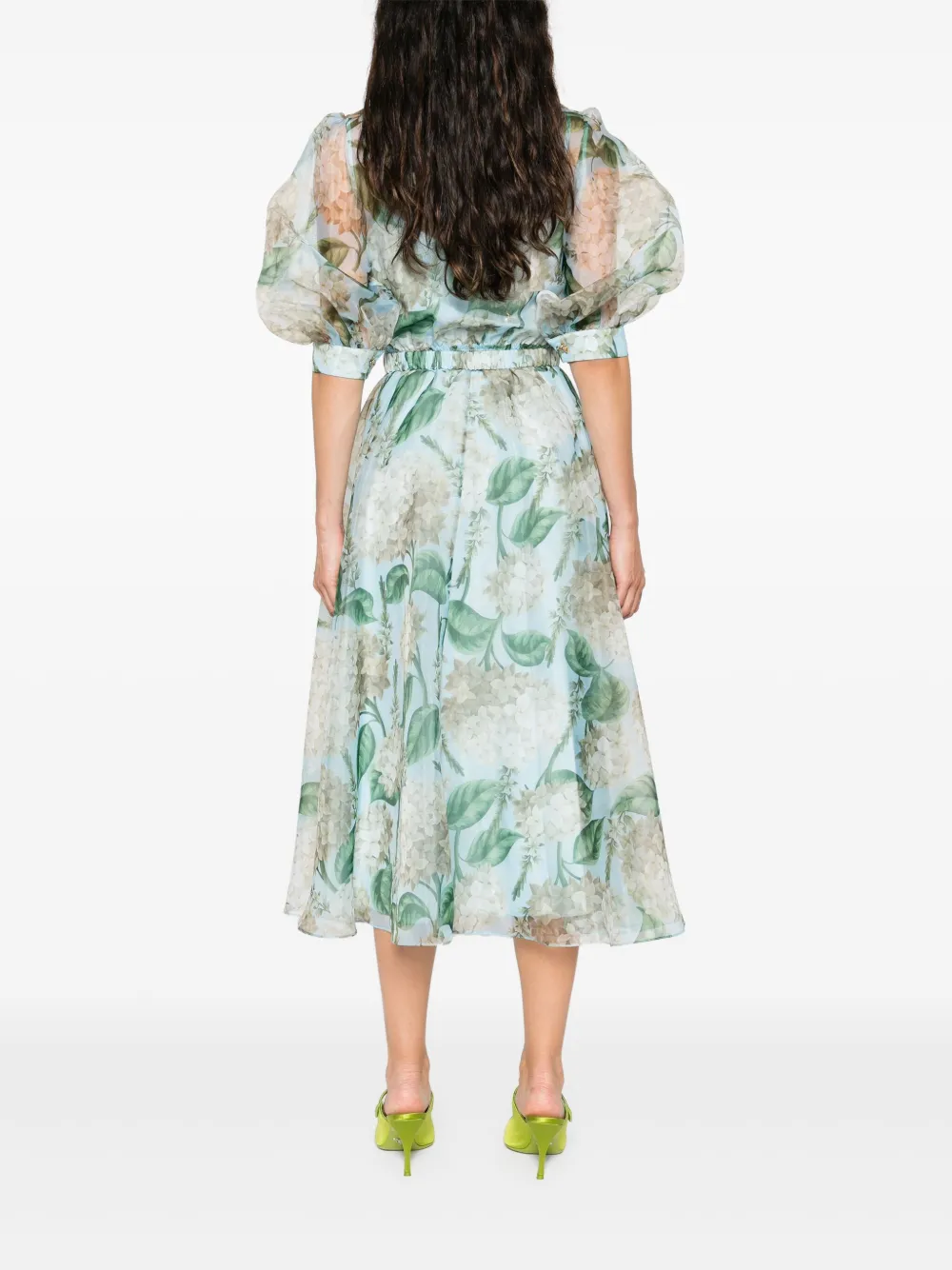 NISSA Organza midi-jurk met print Blauw