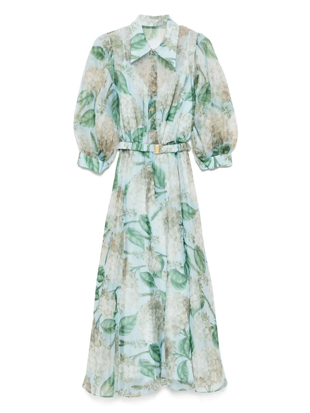 NISSA Organza midi-jurk met print Blauw