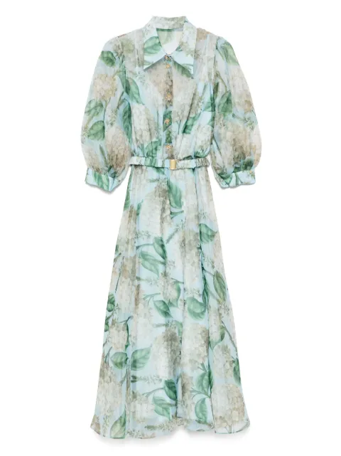 NISSA vestido midi de organza estampado