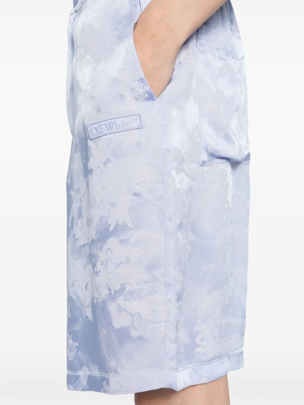 Off-White Fresco bowlingshorts met jacquard Blauw