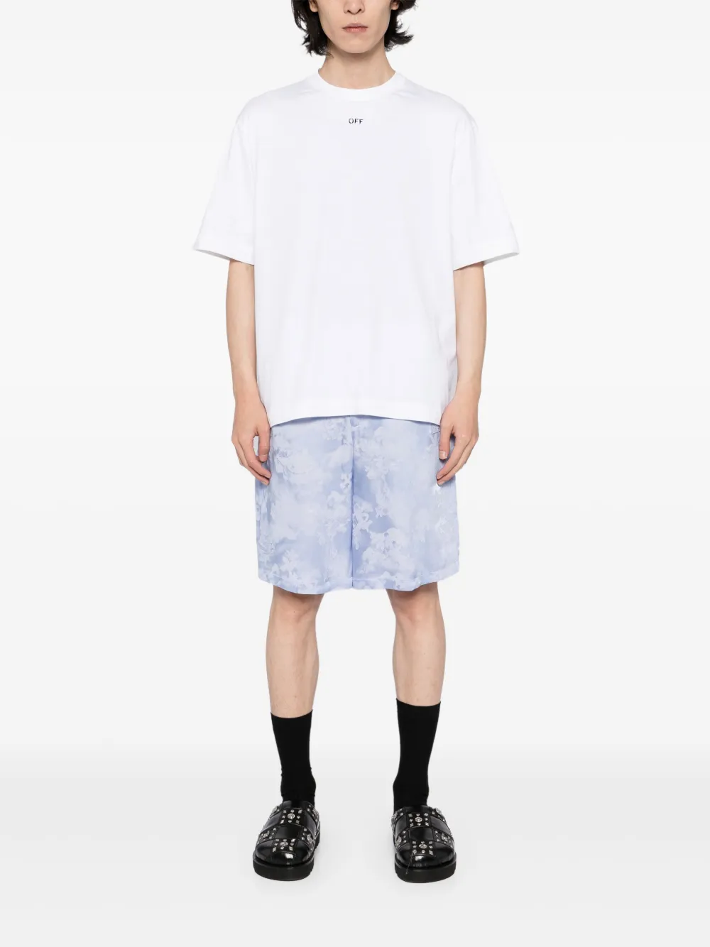 Off-White Fresco bowlingshorts met jacquard Blauw