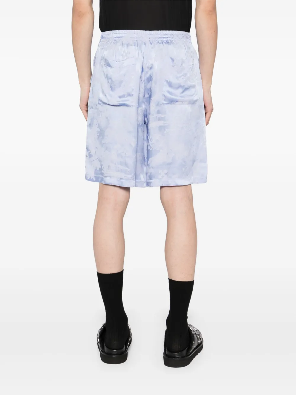 Off-White Fresco bowlingshorts met jacquard Blauw