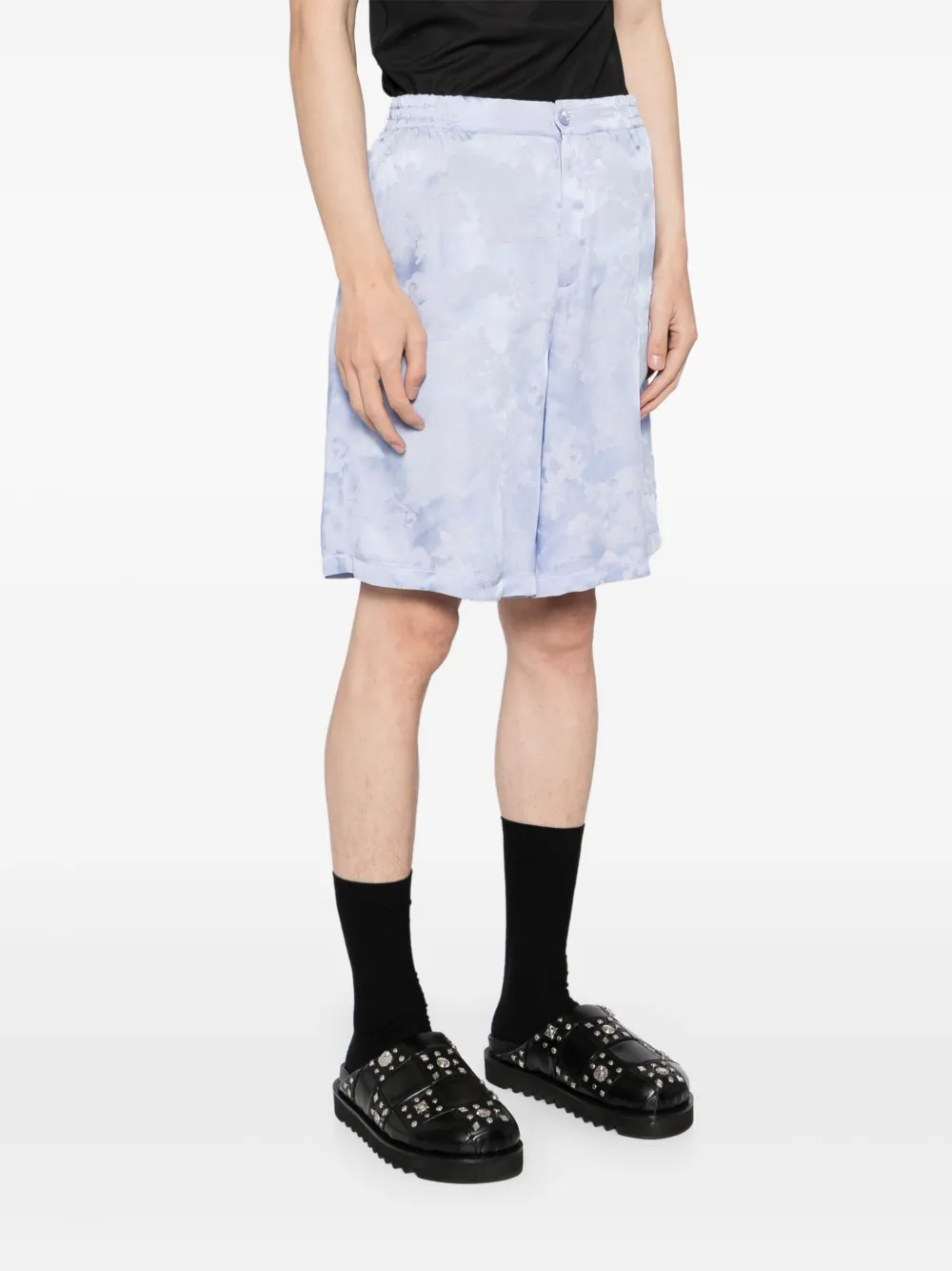 Off-White Fresco bowlingshorts met jacquard Blauw