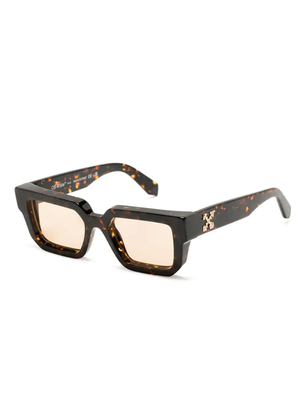 Off-White Zonnebril met vierkant montuur Bruin
