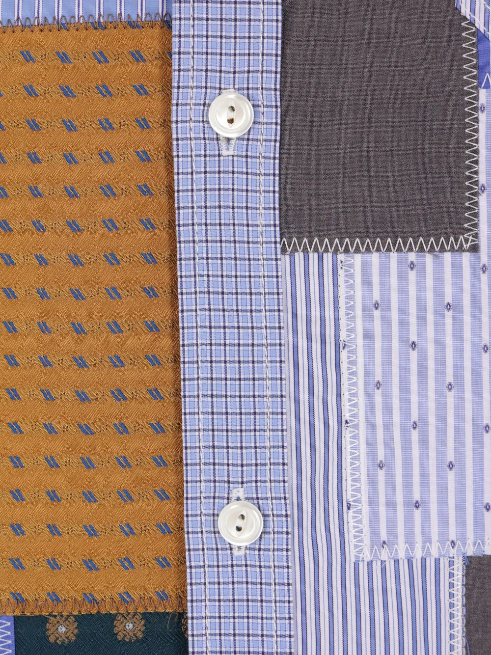 Junya Watanabe MAN Popeline overhemd met patchwork Blauw
