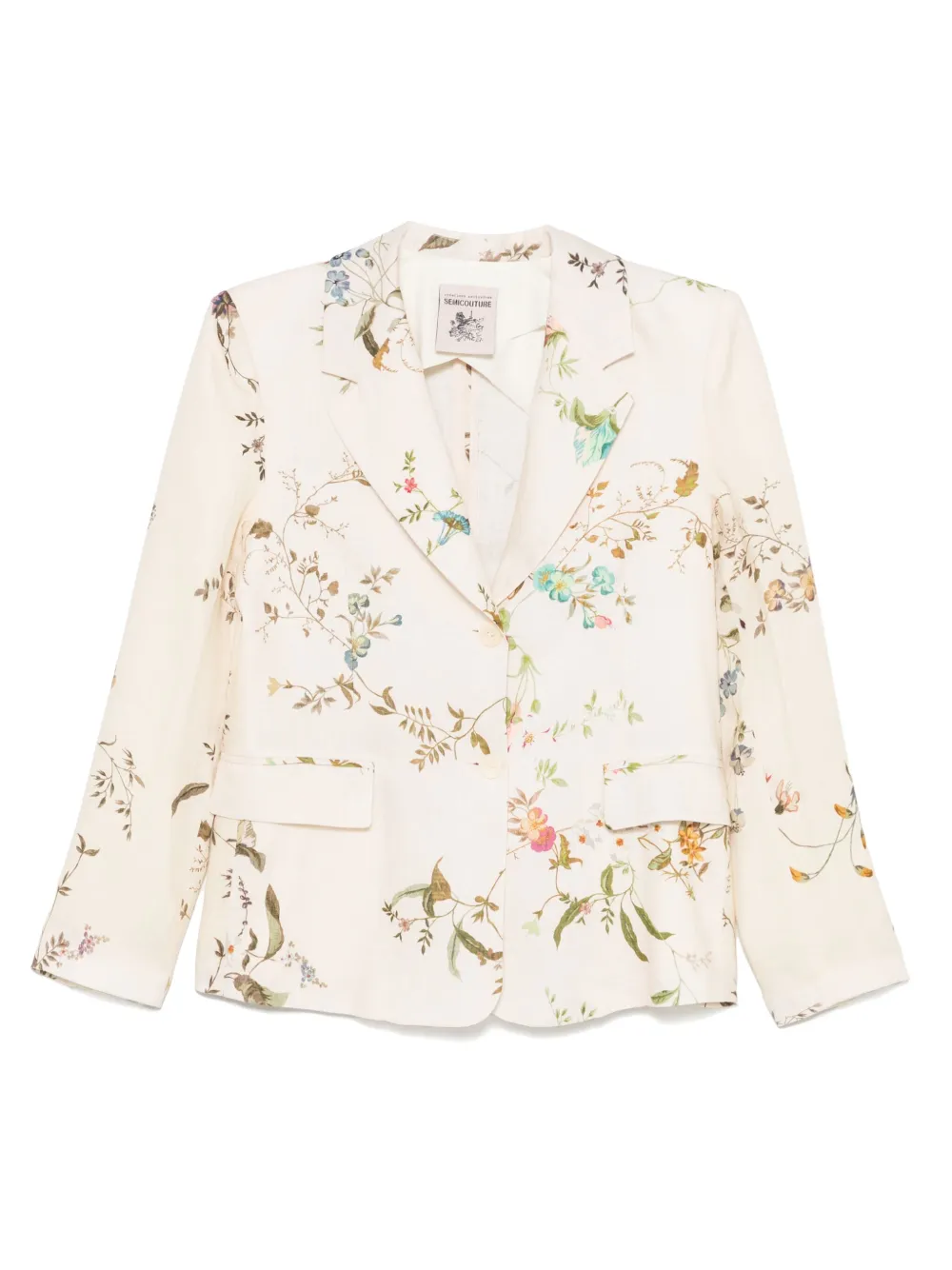 Semicouture Blazer met bloemen Beige