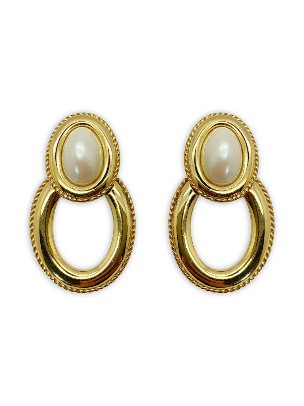 Jennifer Gibson Jewellery Orecchini a clip Doorknocker con perle anni '80 - Oro