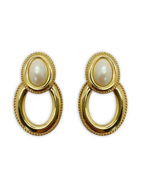 Jennifer Gibson Jewellery 1980s Doorknocker pearl clip-on earrings