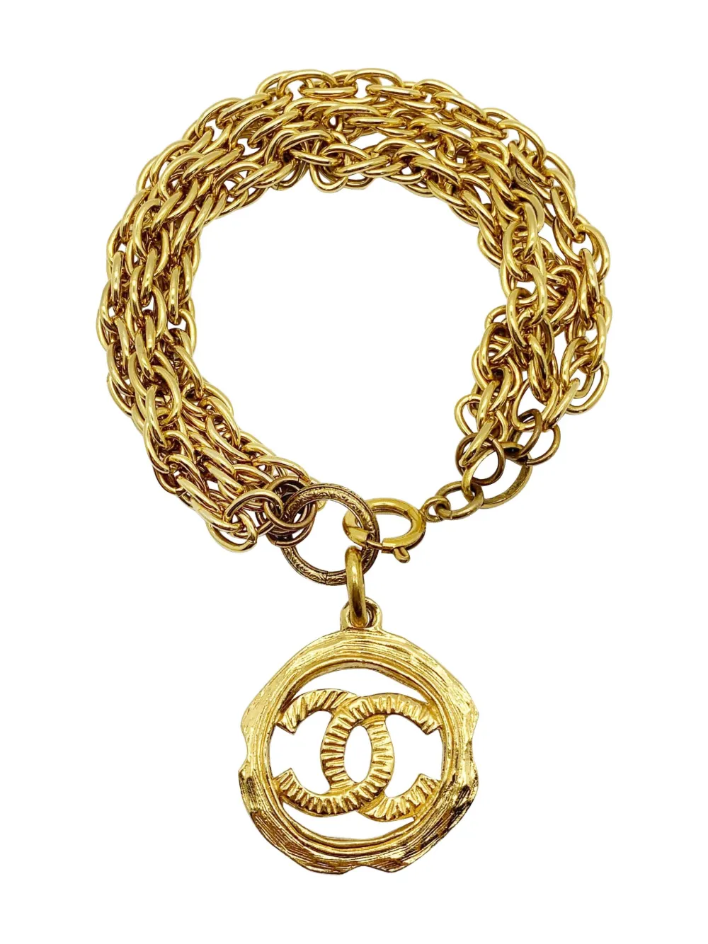 CHANEL Pre-Owned 1980s logo charm bracelet - Oro