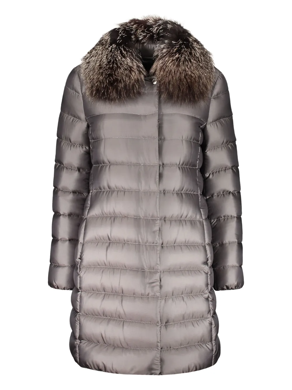 Moorer Zip And Snap Button Fastening Down Jacket In Gray