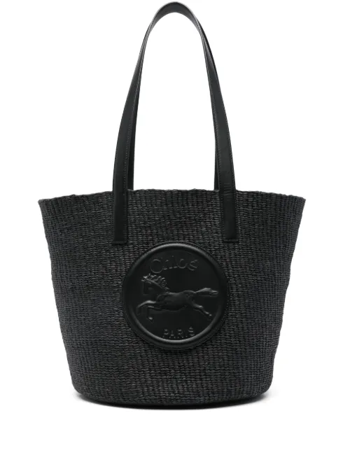 Sac cabas à patch logo - Chloé - Modalova